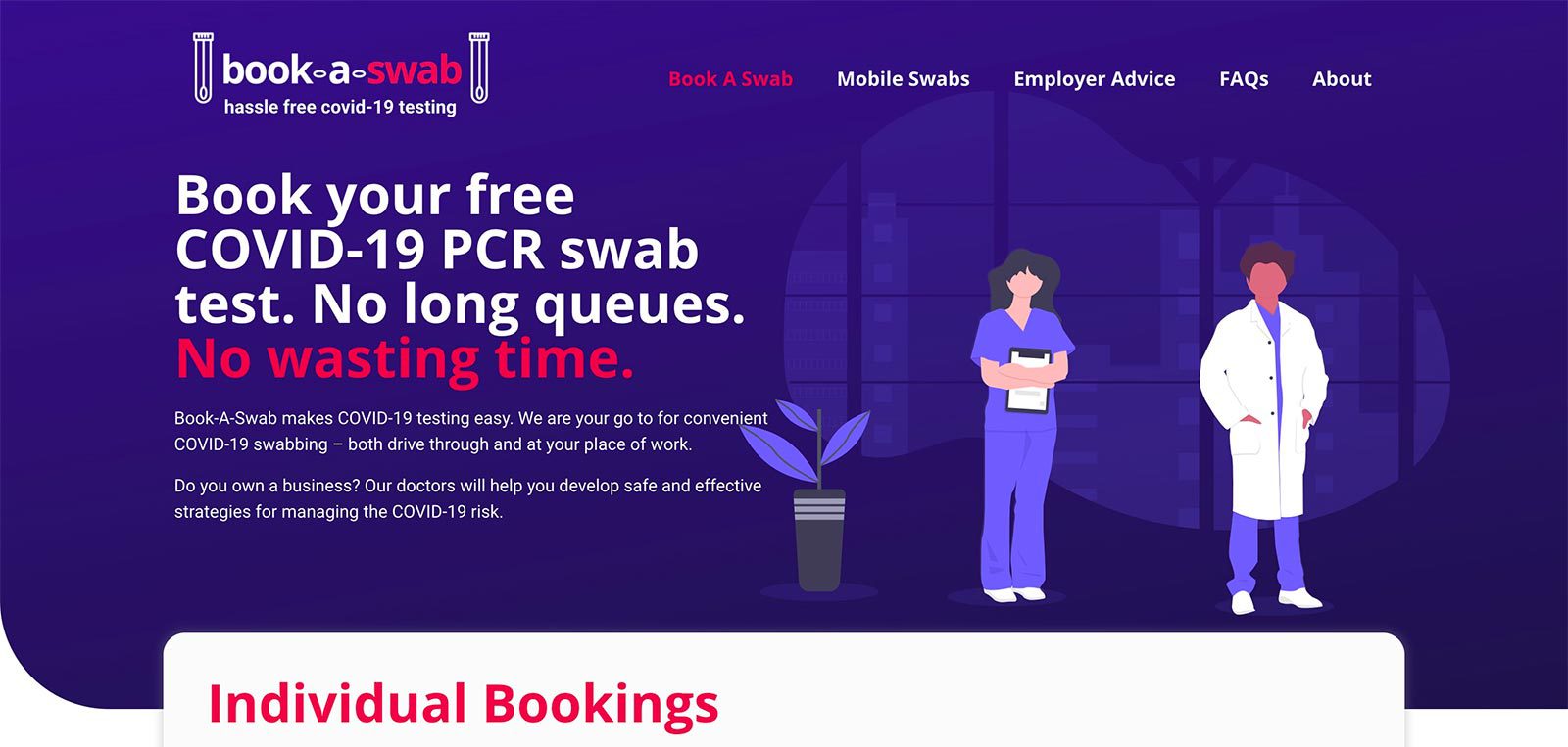 Book a Swab website by BE Business